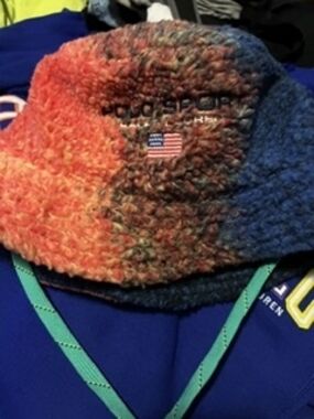 Polo by Ralph Lauren Navy Sherpa Bucket Hat with Green Drawcord